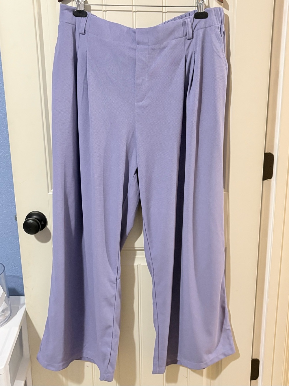 Halara Mellow Purple Flex™ High Waisted Pocket Wide Leg Waffle Work Pants - Picture 3 of 10